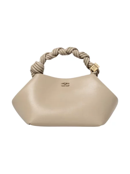 Torebka crossbody Ganni z klapami beżowa