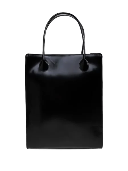 Kožená lakovaná shopper kabelka Lié Studio černá