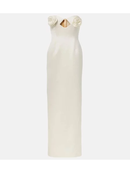 Satynowa sukienka Magda Butrym w kwiatki z gorsetem biała