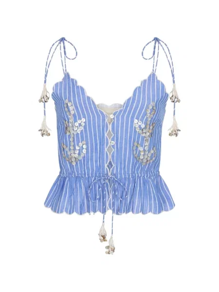 Top Carolina K cu dungi albastru