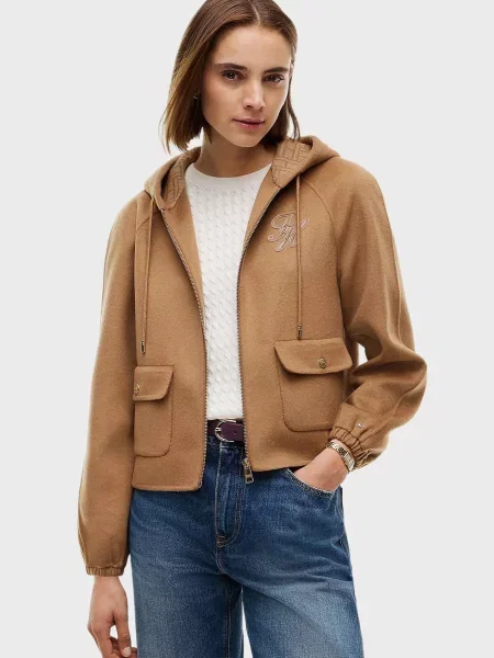Вовняна куртка Tommy Hilfiger бежева