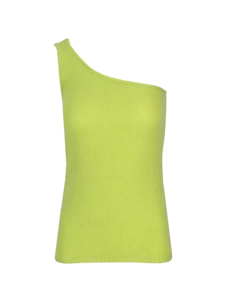 Top La Rose tricotate cu un umăr gol verde