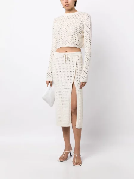 Kašmírové midi sukně Cashmere In Love po kolena bílé