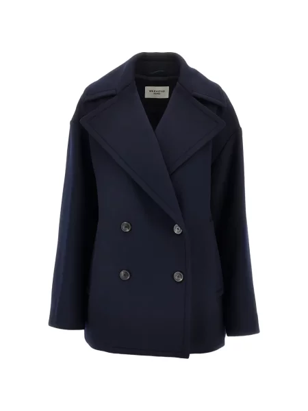 Reversibil palton Weekend Max Mara de lână cu două rânduri de nasturi albastru