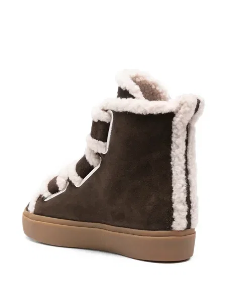 Botine Inuikii cu bretele din piele de oaie maro