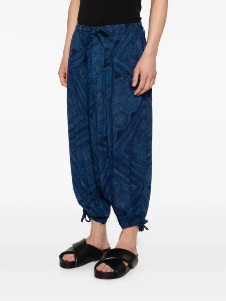 Kalhoty Yohji Yamamoto s vázáním modré