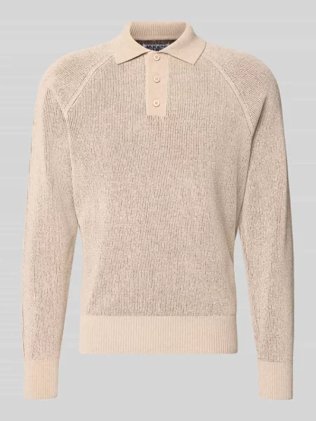 Sweter o kroju regular fit z kołnierzykiem polo Jake*s Studio Men beżowa