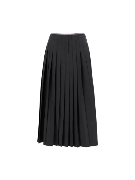 Spódnica plisowana Thom Browne wełniana do kolan szara