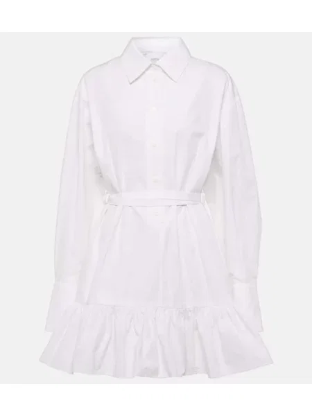 Rochie tip cămașă Patou cu volane de costum alb