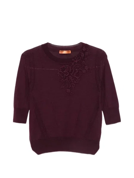 Scurt pulover Ermanno Scervino din dantelă violet