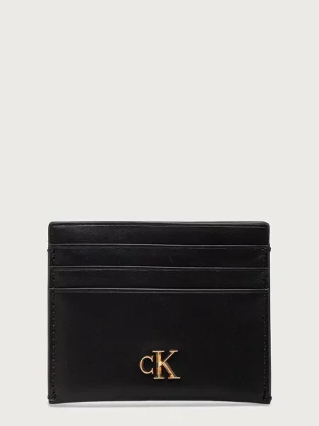 Calvin Klein etui za kartice usnjeni črna