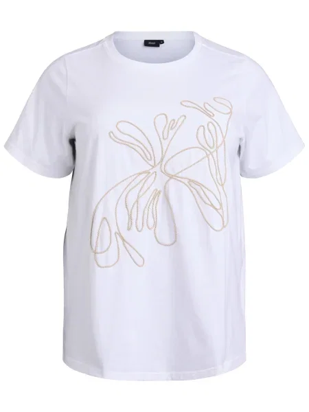 Zizzi Tricou Perla bej alb