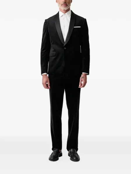Costum Lindbergh de catifea cu rever negru