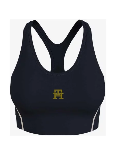 Biustonosz Tommy Hilfiger Sculpt Sport Mid Impact w kolorze ciemnoniebieskim żółto-złotym białym XS niebieski