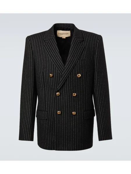 Sacou Valentino de lână cu dungi negru