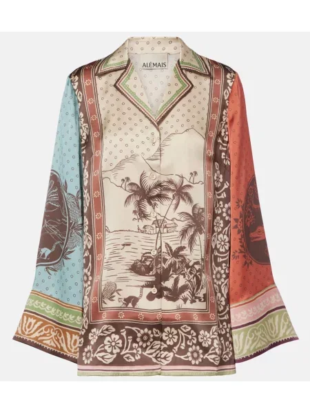 Cămașă Alemais din satin cu imagine
