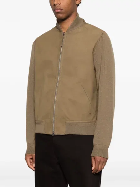 Geacă bomber Tom Ford din lână merinos verde
