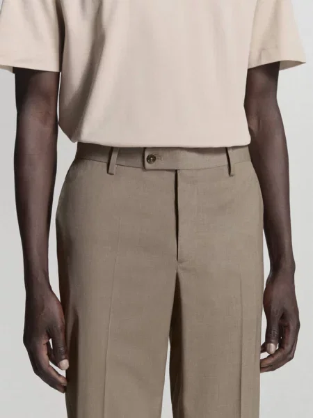 Spodnie garniturowe Milan slim fit średni Mężczyzna 40 MANGO MAN brązowy