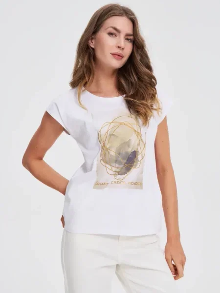 Tricou Marisse cu imagine alb