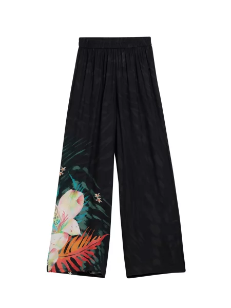Desigual Pantaloni Tropical Fluid' negru