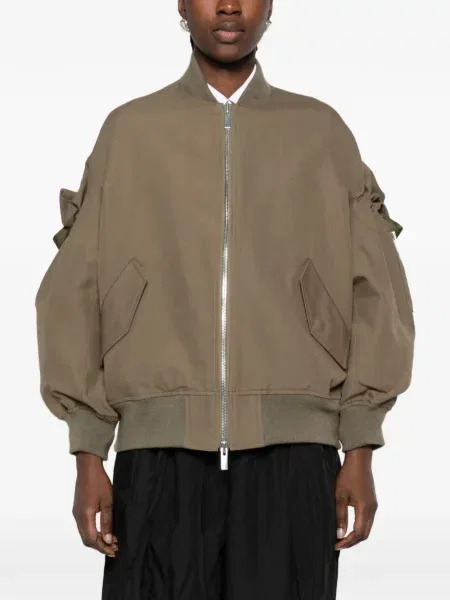 Geacă bomber Noir Kei Ninomiya cu funde verde