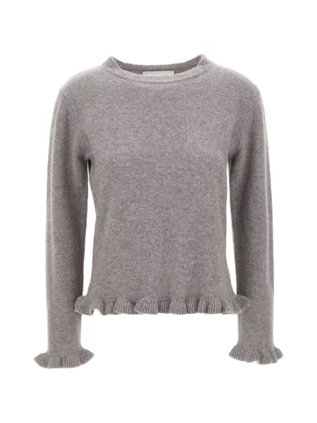 Top Kaos tricotate cu volane gri