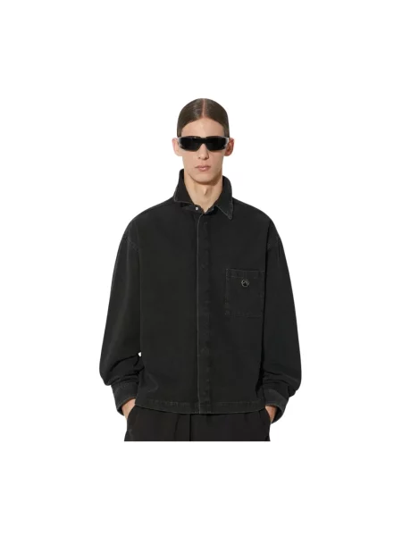 AMBUSH koszula Boxy Fit Longleeve Denim Shirt relaxed z kołnierzykiem klasycznym czarny
