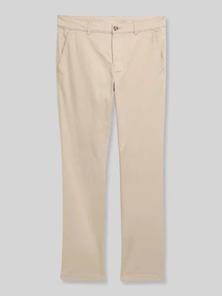 Chinos o kroju straight fit z mieszanki bawełny Tom Tailor beżowe