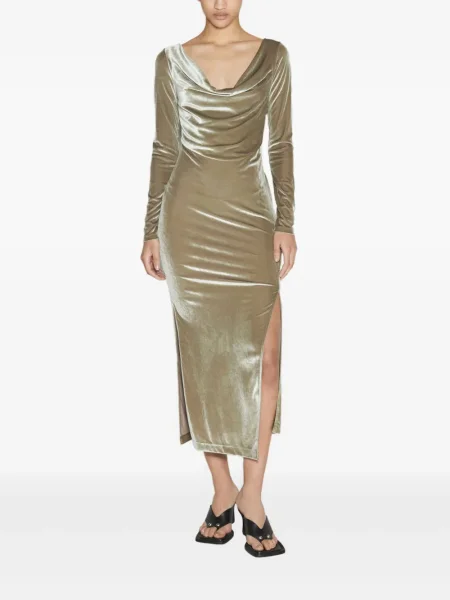 Sukienka midi Helmut Lang do kolan garniturowa zielona