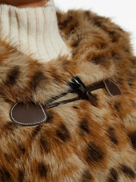 Palton Munthe cu imagine cu model leopard maro