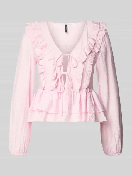 Bluzka z długim rękawem o kroju regular fit z mieszanki model ZOEY' Vero Moda różowa