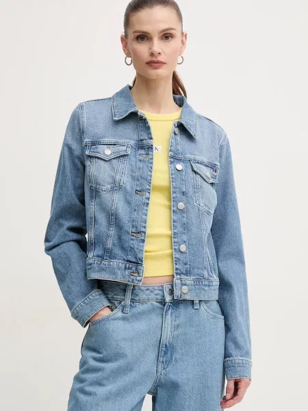 Traper jakna Tommy Hilfiger za žene za prijelazno razdoblje plava