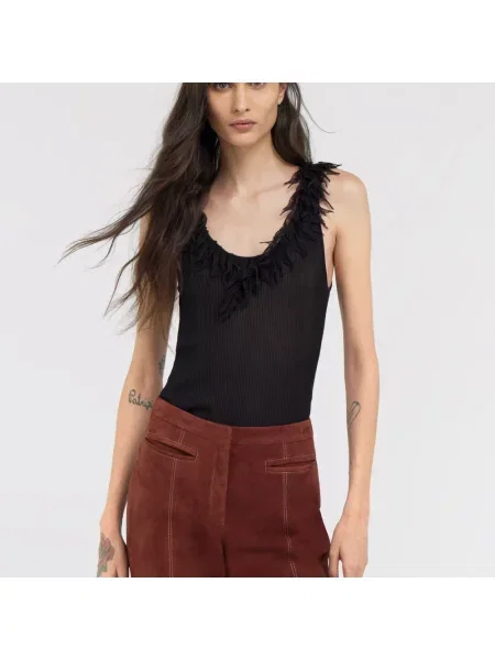 Dzianinowy top Roberto Cavalli elegancki czarny