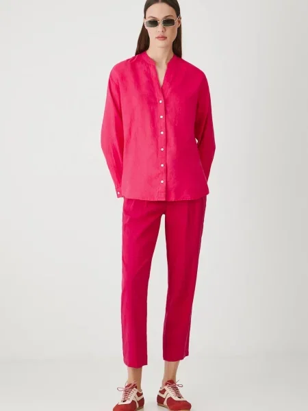 Льняна блузка Medicine однотонна помаранчевий