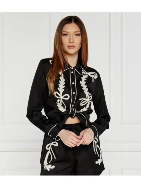 Pinko De satin cămașă RICAMATO negru