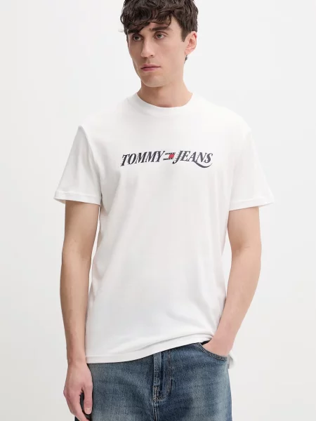 Tommy Jeans majica za muškarce od pamuka bež