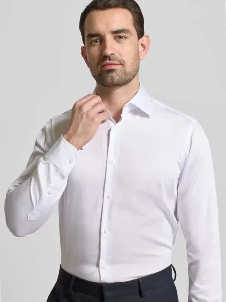 Koszula biznesowa o kroju regular fit z czystej bawełny model H JOE KENT' Boss biała