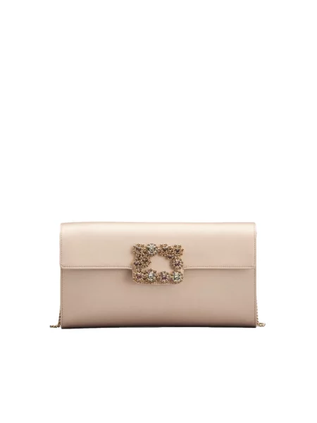 Torebka Roger Vivier w kwiatki na sprzączkę z klapami różowa