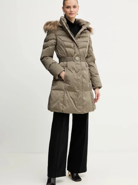 Guess kurtka puchowa MARINA beżowy zimowa zielona