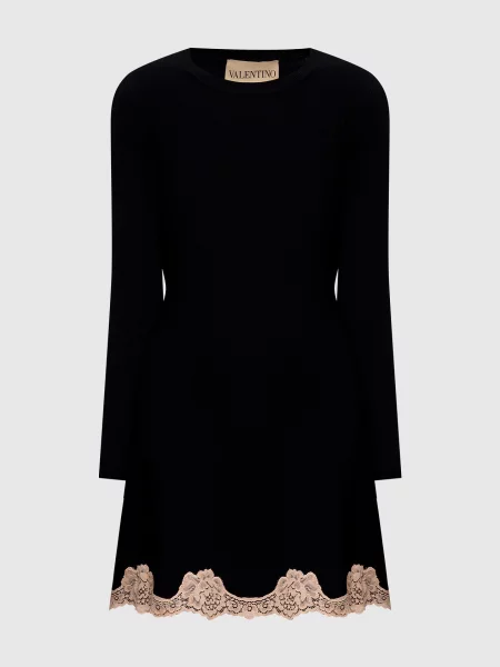 Кружевное платье Valentino черное