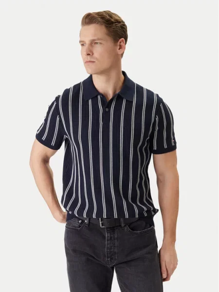 Tommy Hilfiger Polo marškinėliai Vertical Tamsiai mėlyna