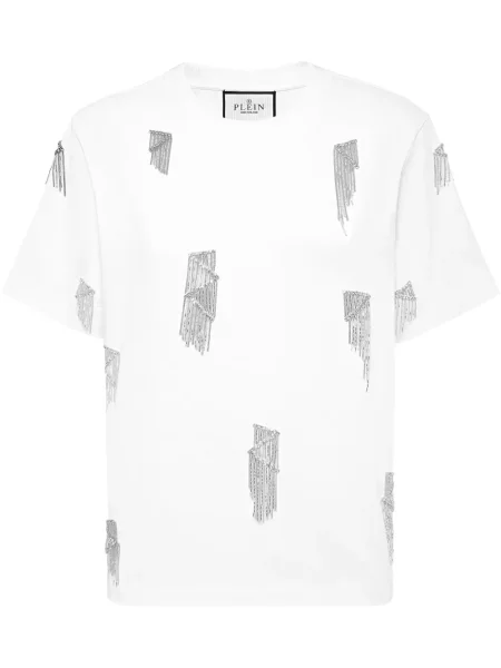 Koszulka Philipp Plein z frędzli biała