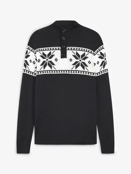 Sweter w norweski wzór o kroju regular fit czarny