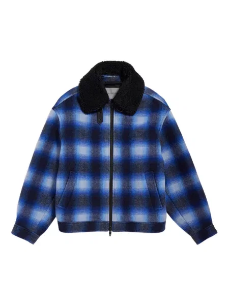 Lniany kurtka bomber Balenciaga niebieski