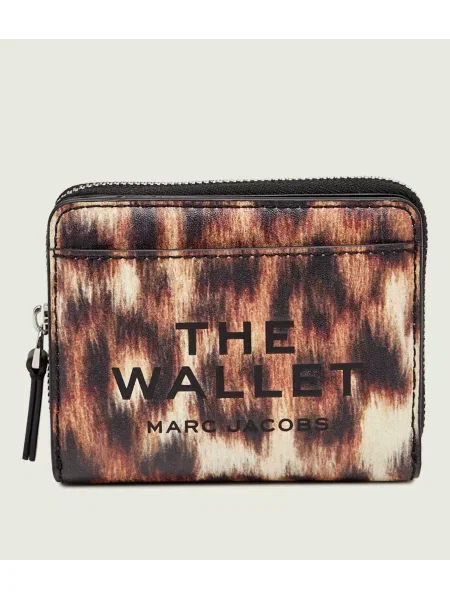Marc Jacobs Bőr pénztárca Leather Mini Compact Wallet In Leopard barna