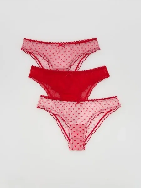 Reserved 3 perechi chiloți tip bikini din plasă roz-pastel roz