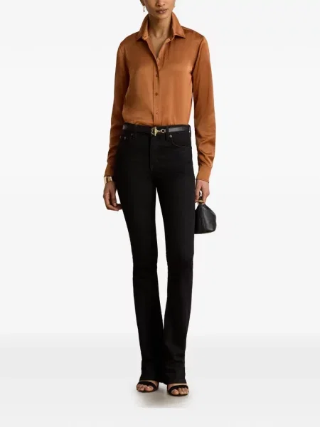 Cămașă Lauren Ralph Lauren din satin maro