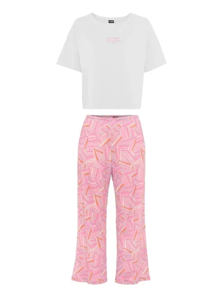 LSCN by LASCANA Pijama corai / roz / roz eozină alb