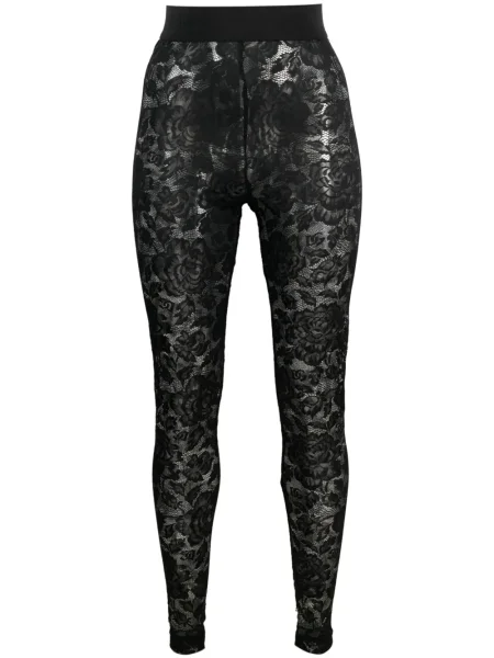 Leggings Dolce & Gabbana cu model floral din dantelă negru