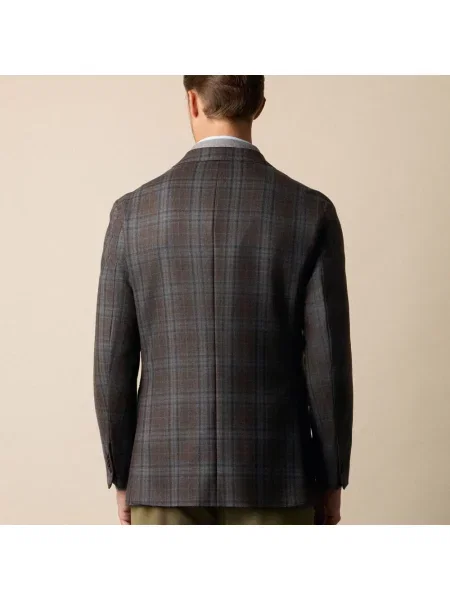 Marynarka Brooks Brothers wełniana w kratę brązowa